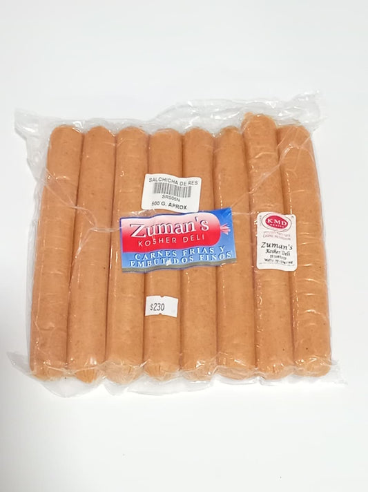 Salchicha de Res Tipo Frankfort (500g aprox) | Zuman´s | Kosher & Deli